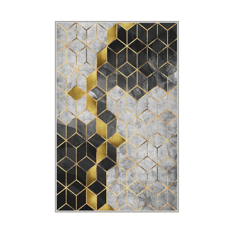 Premium Woven Area Rug, 100% Polyester, 4.6 x 7.2 ft | Antibacterial, Non-Slip PVC Dot Underside | 3D Digital Printing, Machine Washable, Pile Height: 0.3 in | Ideal for Living Room, Bedroom, and Dining Spaces