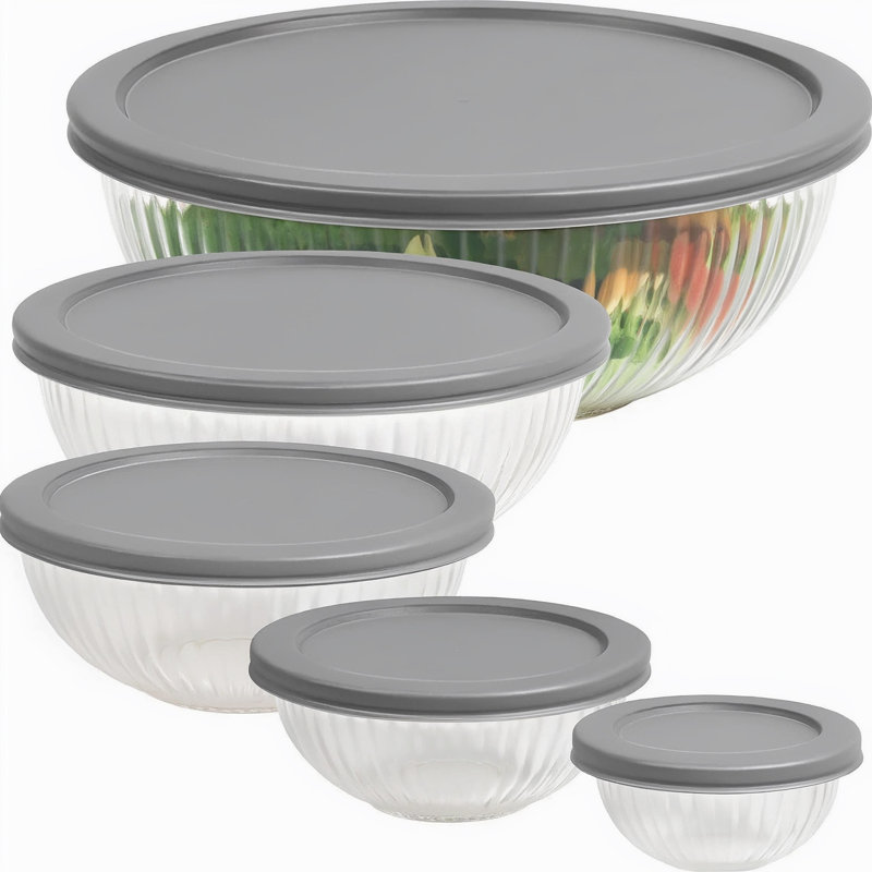 Ribbed High-Borosilicate Glass Storage Bowls