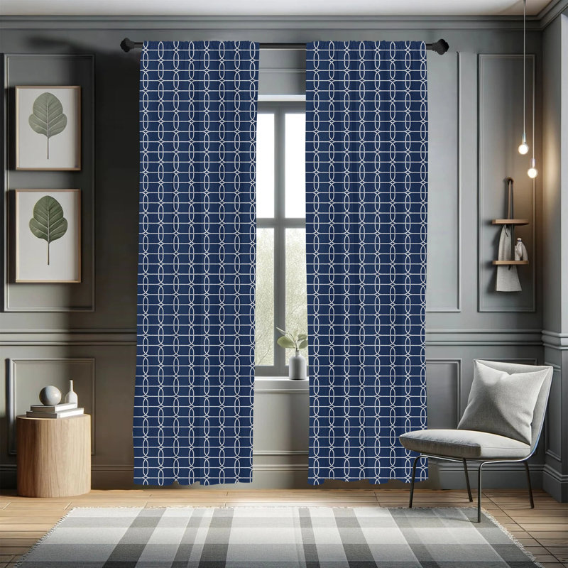 Geometric Semi-Sheer Rod Pocket Curtain Panels, 28" W x 95" L
