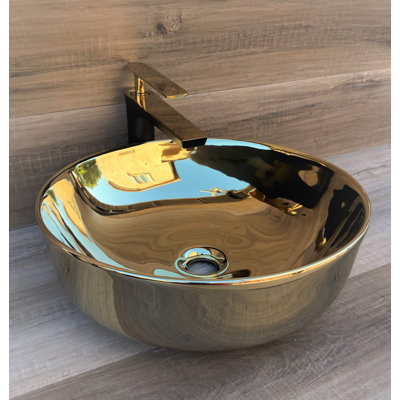 Juvia Imperial 16.5'' Gold Vitreous China Circular Bathroom Sink