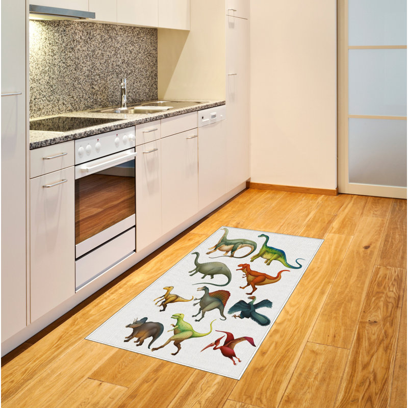 Tapis décoratif en fibre de polyester à haute densité Dinosaur, Rectangle— 4 pi x 5 pi 8 po