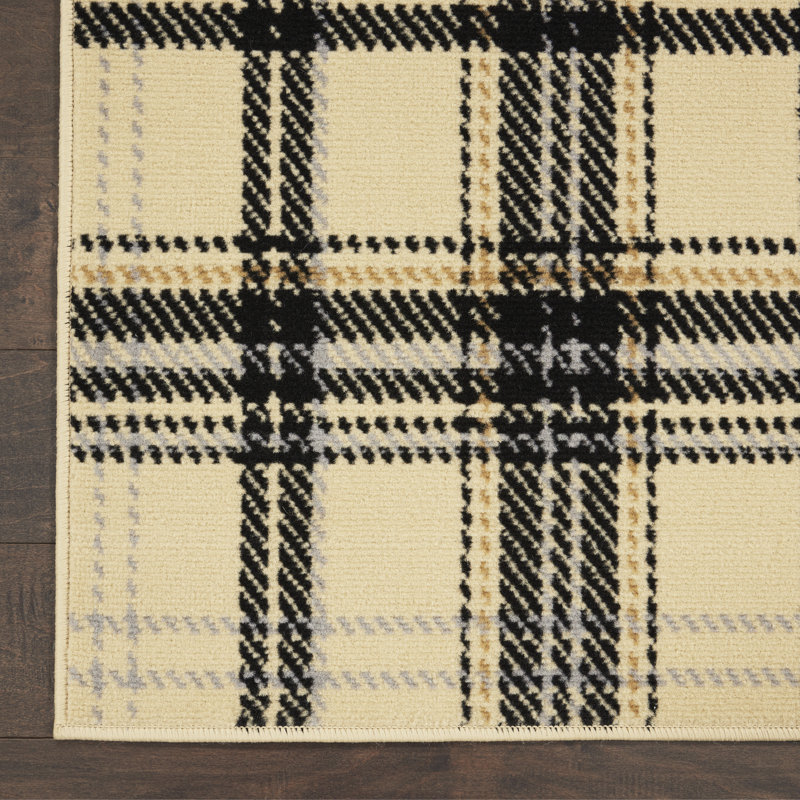 Tapis crème / noir Hankinson Prague, Rectangle 5 pi 3 po x 7 pi 3 po