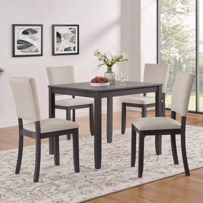 5-Piece Modern Dining Set: Wooden Table & 4 Chairs, For 4 People