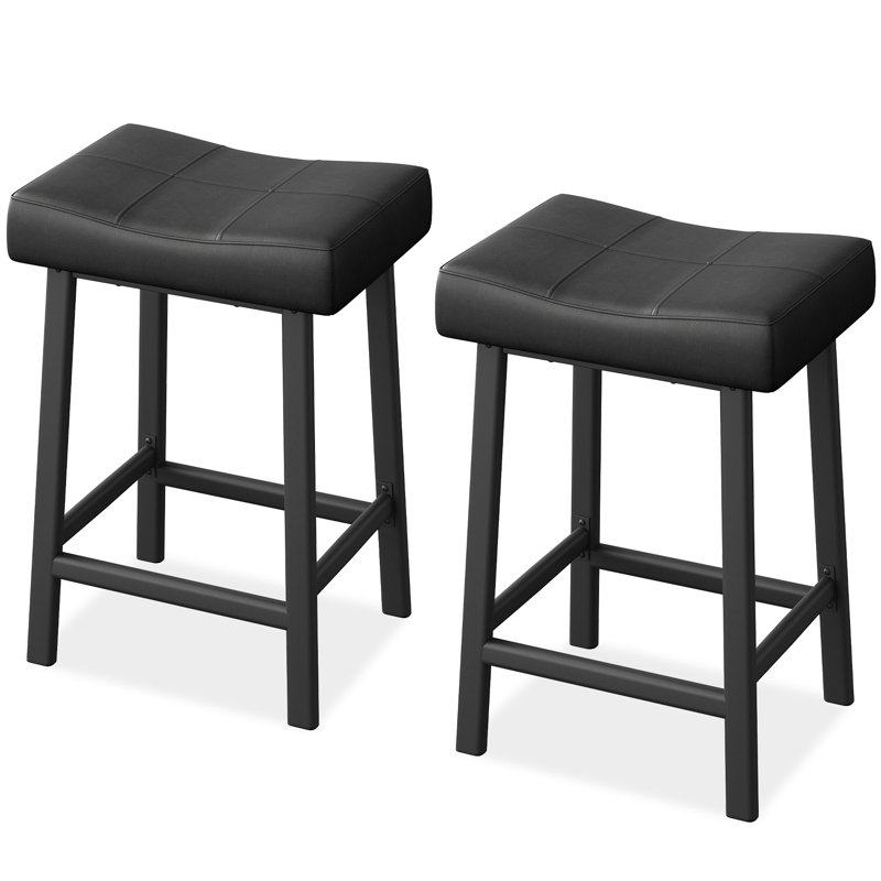 Bar Stool with Iron Frame, Black/Black, 4