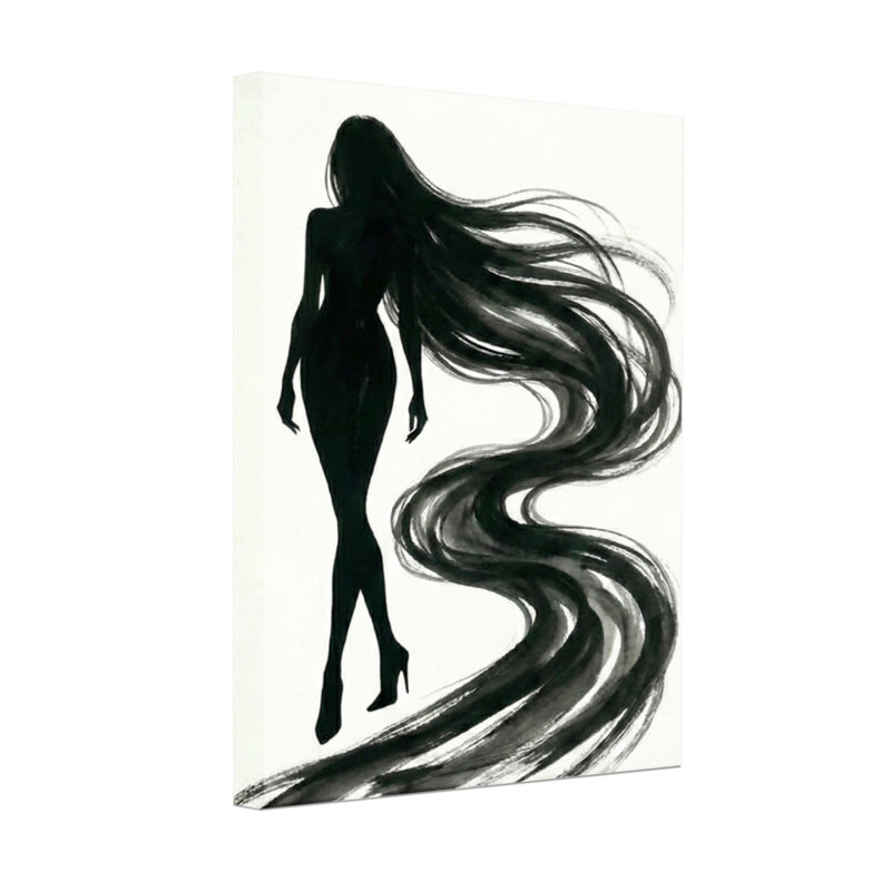 Silhouette abstraite femme avec des cheveux qui coule, H 24 po x l 16 po