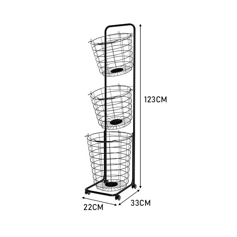 Metal Rolling Laundry Sorter with Handles, Black