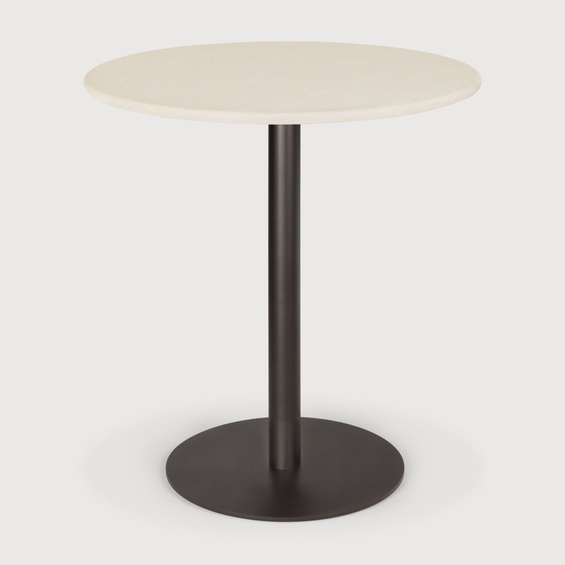Blend dining table - varnished Microcement top - Off White - Dark Bronze base - round 70/70/76, 30"H x 27.5"L x 27.5"W