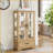 Curio Display Cabinet, American Retro Lighted Glass Cabinet with Adjustable Shelves, 2 Doors &amp; 1 Drawer | Oak-763622491