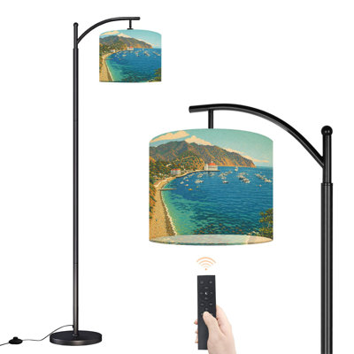 Lampe sur pied à arc avec abat-jour réglable Avalon Harbour Santa Catalina Island Port Lampe sur pied 3 températures de couleur à intensité variable pour lampe
