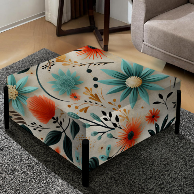 Multicolore motif tribal fusion floral - grand repose-pieds carré floral