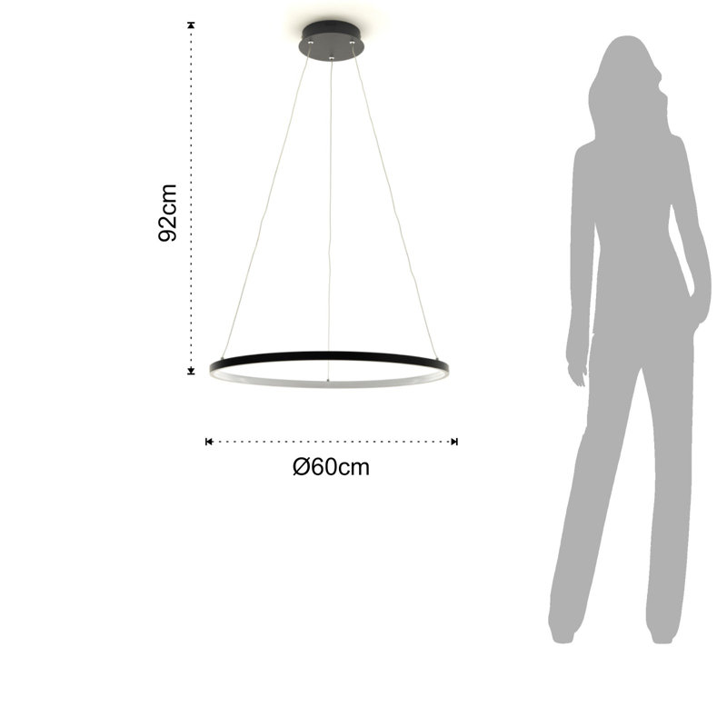 Ianthe 1 - Light Black LED Unique/Statement Pendant