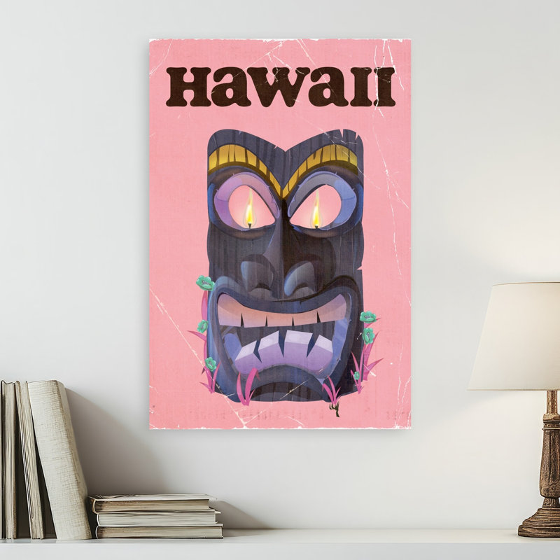 Hawaii Tiki Mask Retro Vintage Tropical Wall Art Print by Nicholas - Wrapped Canvas Print, 60.96cm H x 40.64cm W