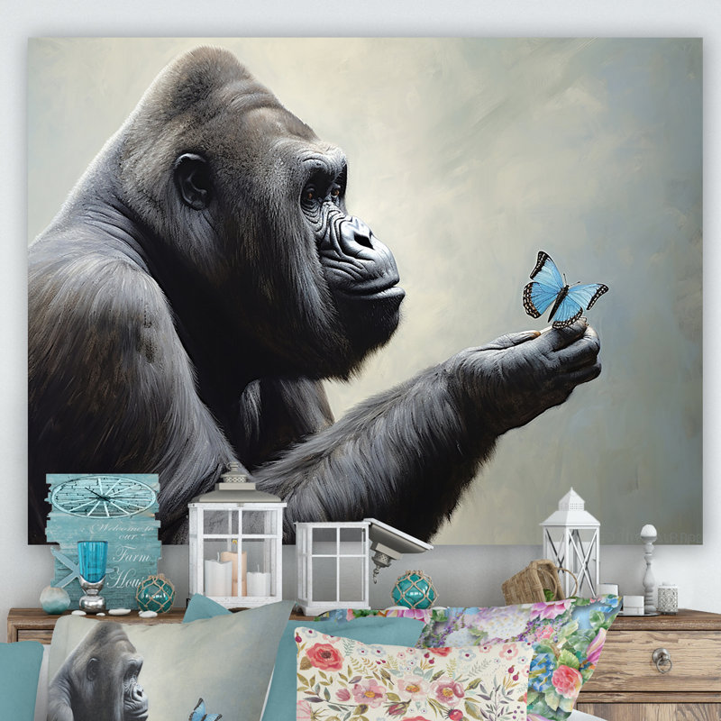 Gorille doux au toucher papillon I, Toile tendue, H 24 po x l 32 po x P 1 po