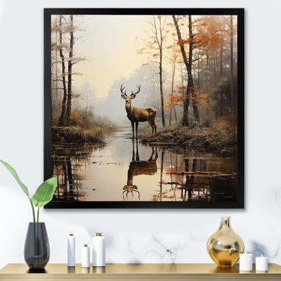 Animal Deer Misty Morning II - Deer Canvas Prints
