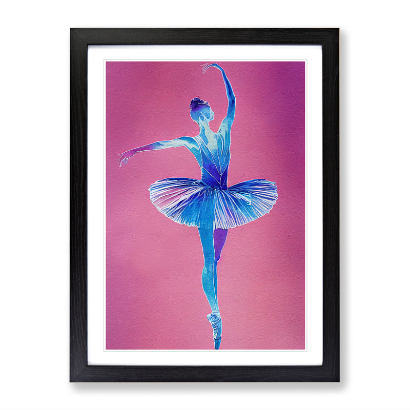 XV1022-4194X Striking Ballerina - Single Picture Frame Print, 64cm H x 46cm W x 2cm D, Black