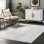 Tapis géométrique lavable à la machine Florain pour salon, cuisine et salle à manger