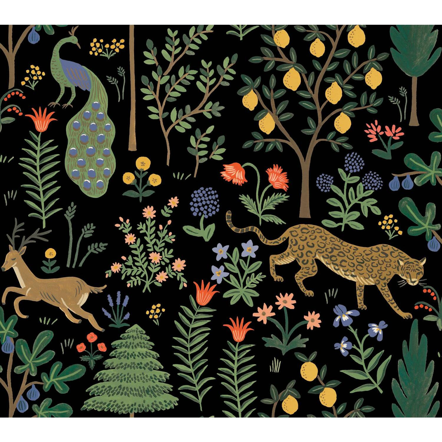 Menagerie Self-Adhesive Wallpaper, Black