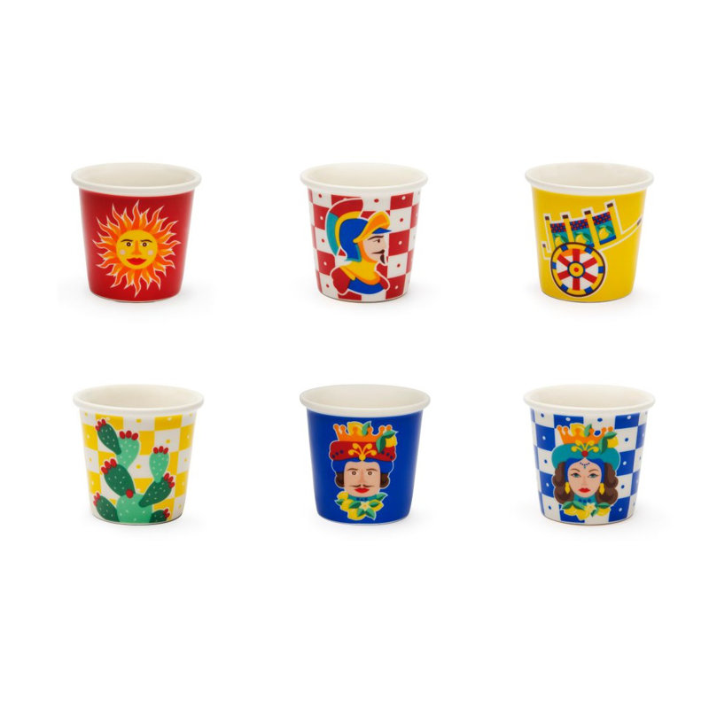 Excelsa set of 6 cups Sicilian Rhapsody porcelain 9 cl
