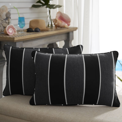 Cox Striped Outdoor Reversible Throw Pillow