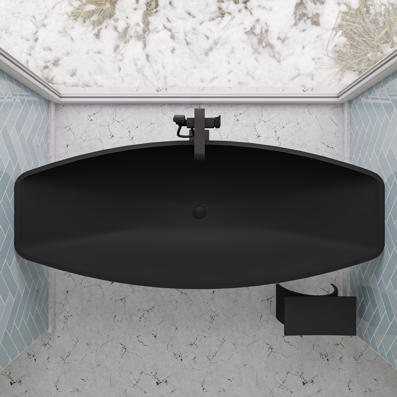 79" Wall-Mounted Soaking Acrylic Bathtub