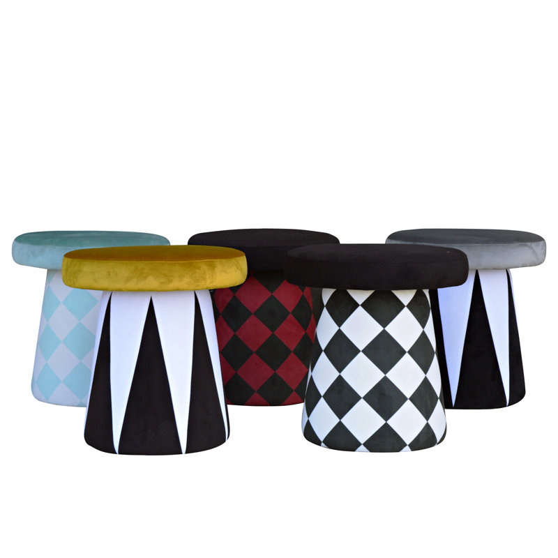 Solid + Manufactured Wood Accent Stool, Red/Black