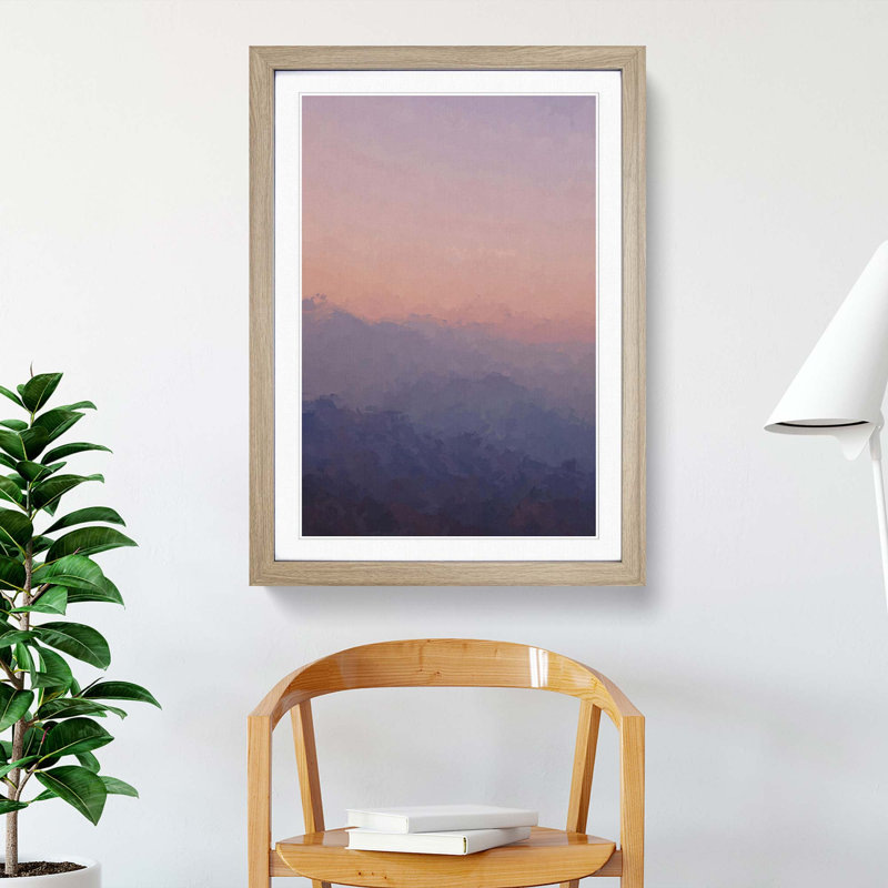 Sunset in California in Abstract - Picture Frame Graphic Art Print, 87cm H x 62cm W x 2cm D, Oak Framed