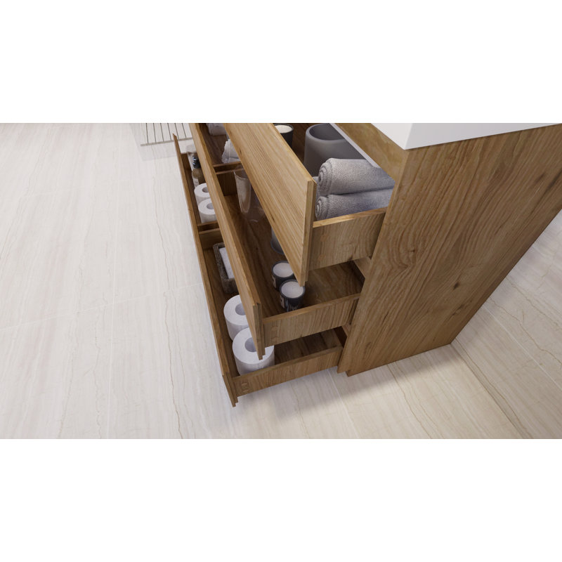 Ensemble de meuble-lavabo double 60 po Ferrante, Chêne naturel