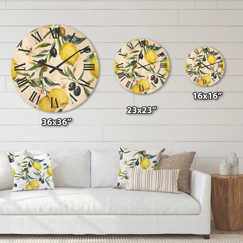 Horloge murale Lemon and Olive Branches II, Très grand
