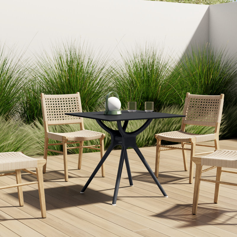 Farrah 31" W Square Patio Dining Table, Black
