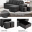 Lit convertible réversible avec tablette et 2 tabourets, lit escamotable en forme de L, lit d'appoint en velours bleu noir,