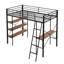Lit mezzanine en métal avec tablettes et bureau