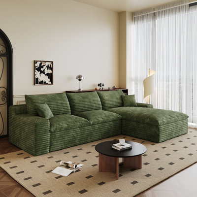 Boneless 106" Modular sofa with Corduroy fabric,Double-layer structure, Detachable seat cushion, No assembly required, Suitable for Living room, Bedroom,Conference room, Apartment