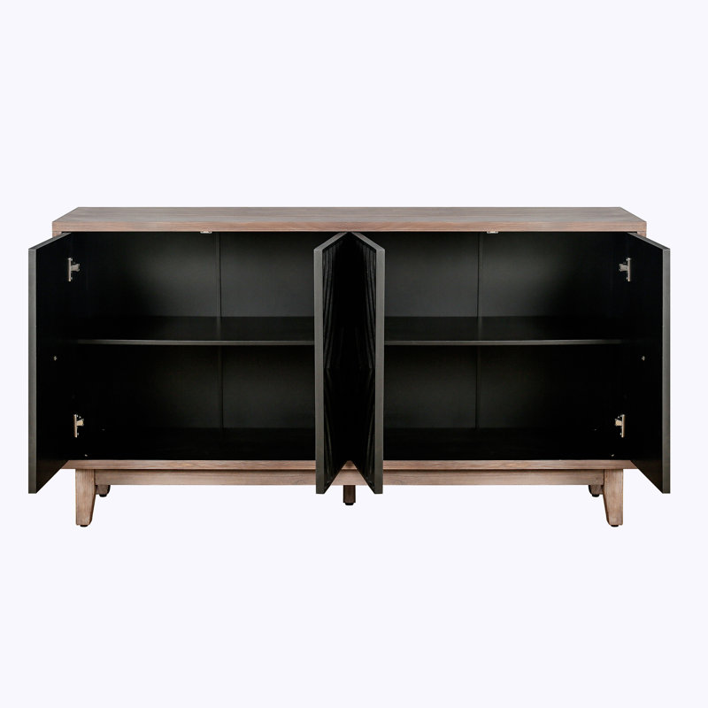 Buffet avec buffet et armoire de rangement avec crédence et pieds en bois massif, Noir antique