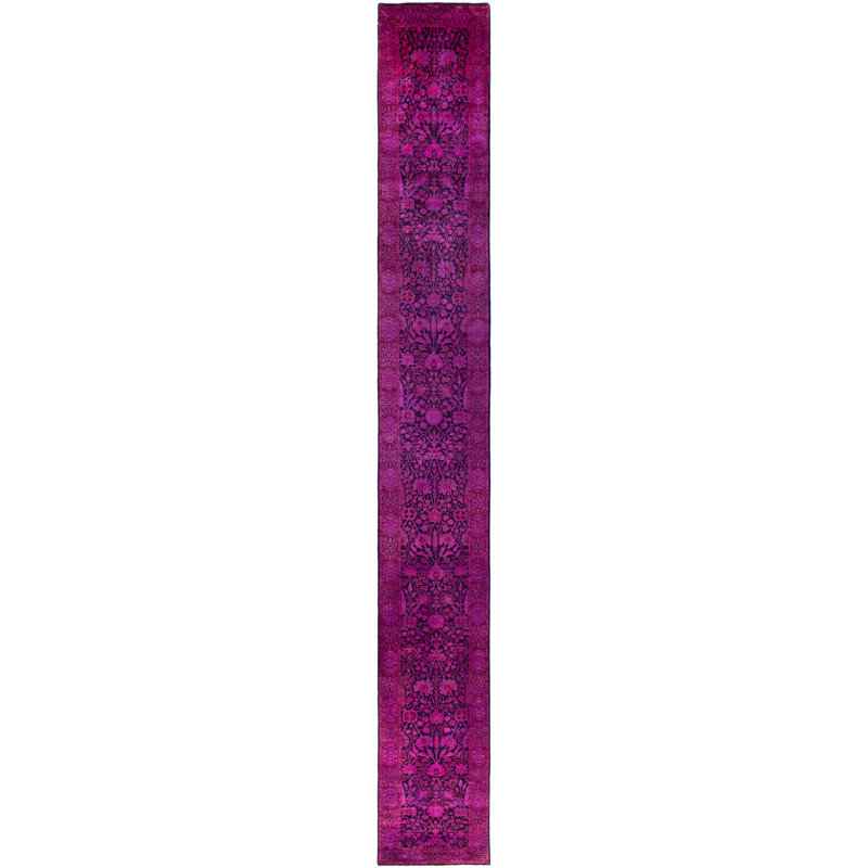 Tapis de couloir rose en laine 2 pi 7 po x 21 pi 4 po Huckstep