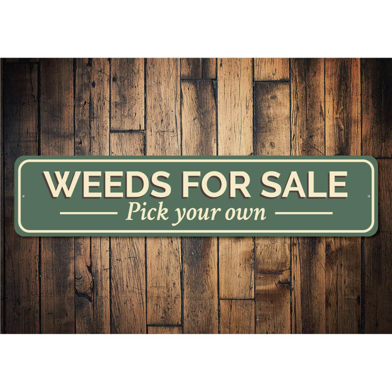 Enseigne en aluminium Weeds for sale, H 4 po x l 18 po x P 0,04 po