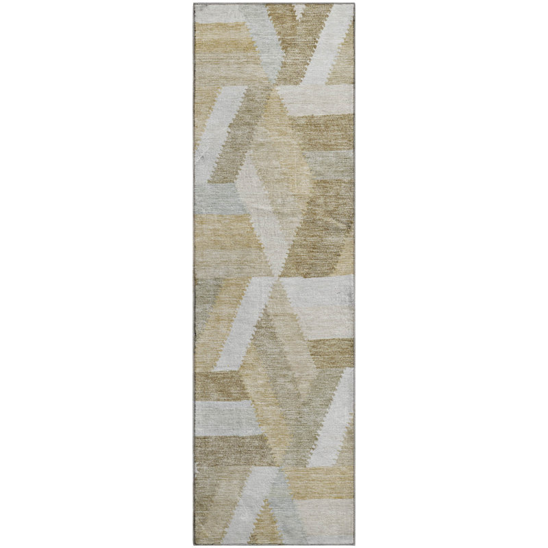 Premium Machine Washable Larock AMF1241 Geometric Rug, Runner 2'3" x 7'6"
