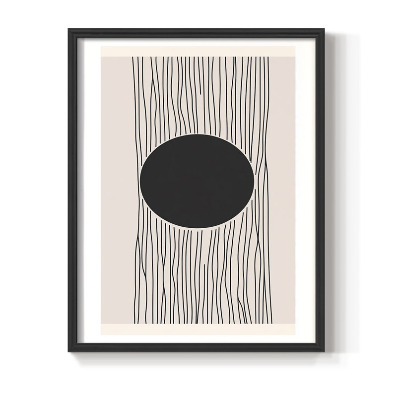 Abstrait, abstrait encadré, prêt à accrocher, H 10 po x l 8 po, Noir