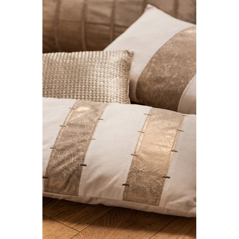 Bergman Striped Rectangular Throw Cushion With Filling, Ivory/Gold