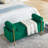 Elegant Upholstered Velvet Storage Bench With Cylindrical Arms And Iron Legs, Green-443065949