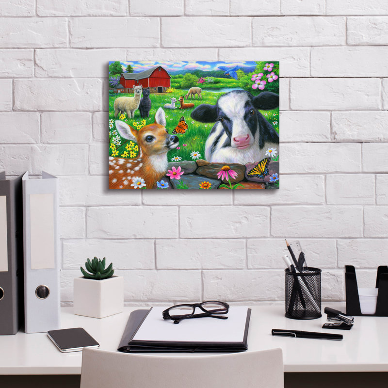 «Friends At The Farm» par Bridget Voth, H 12 po x l 16 po x P 0,75 po