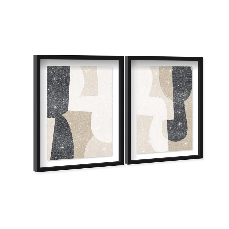 El Modernista Set Shadowbox Abstract Print by Oliver Gal, Black Frame, 10 x 15, 37.5"H x 55.5"W, Black Shadowbox