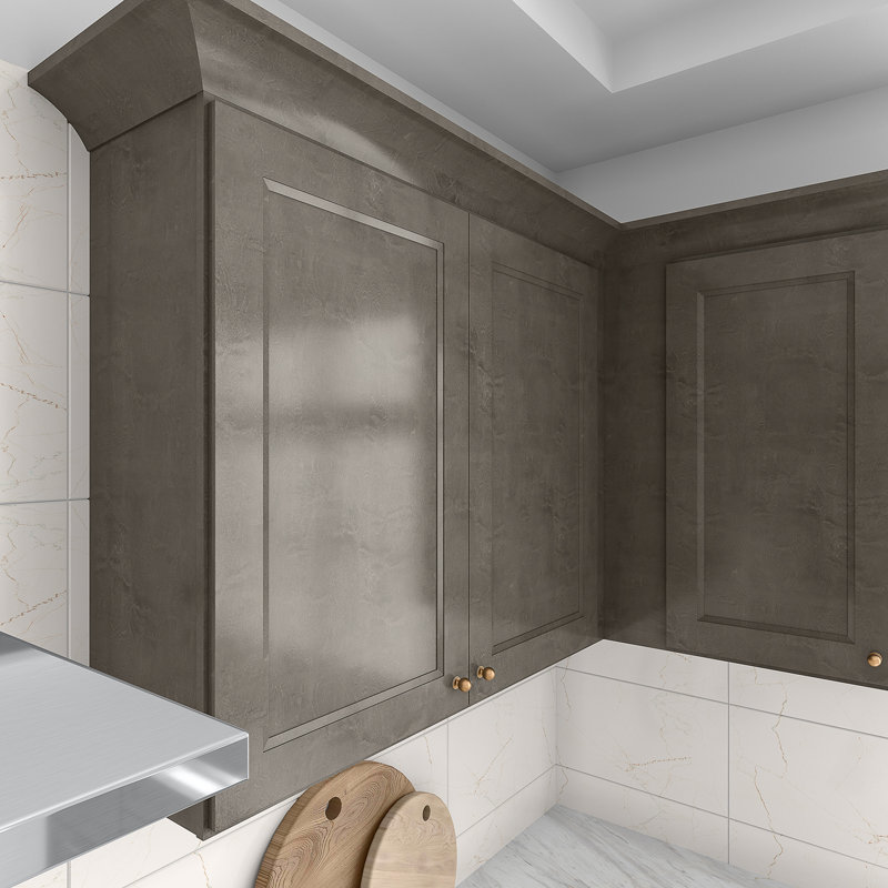 Armoire de cuisine en bois massif prête à assembler, H 42 po x l 42 po x P 12 po, Double shaker Cinder