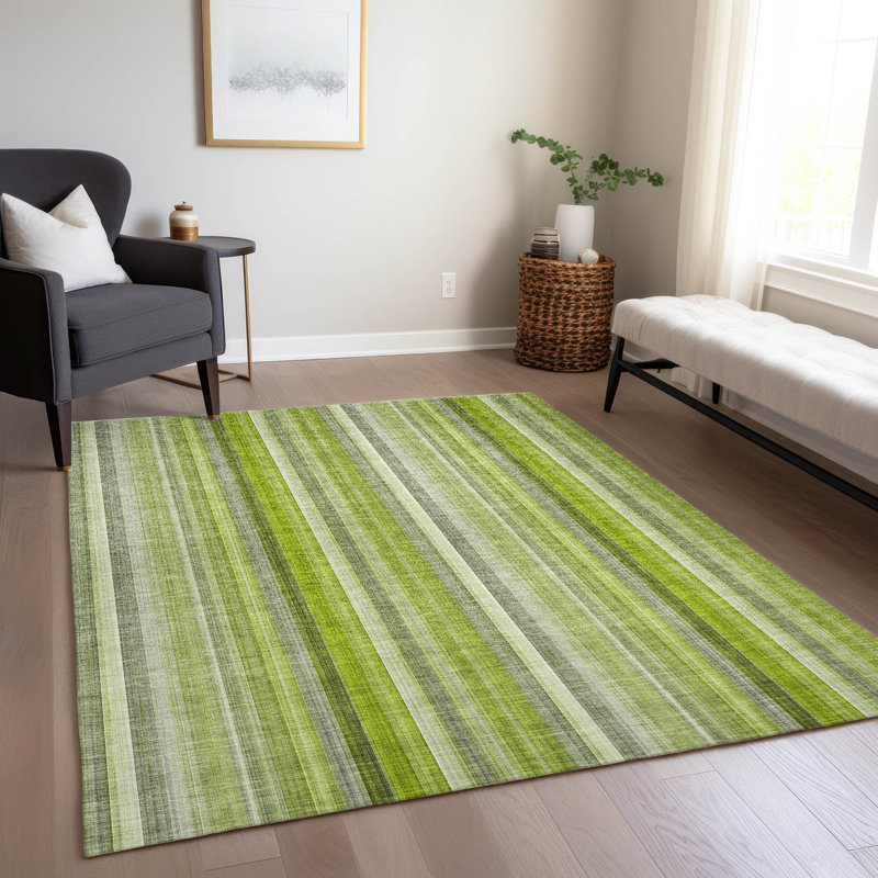 Kinslee Washable Striped Indoor / Outdoor Rug, Rectangle 9' x 12'