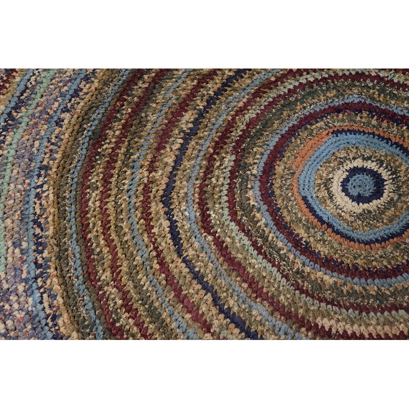 Antique Braided American Usa Allover Geometric Hand Knotted Pile Rug