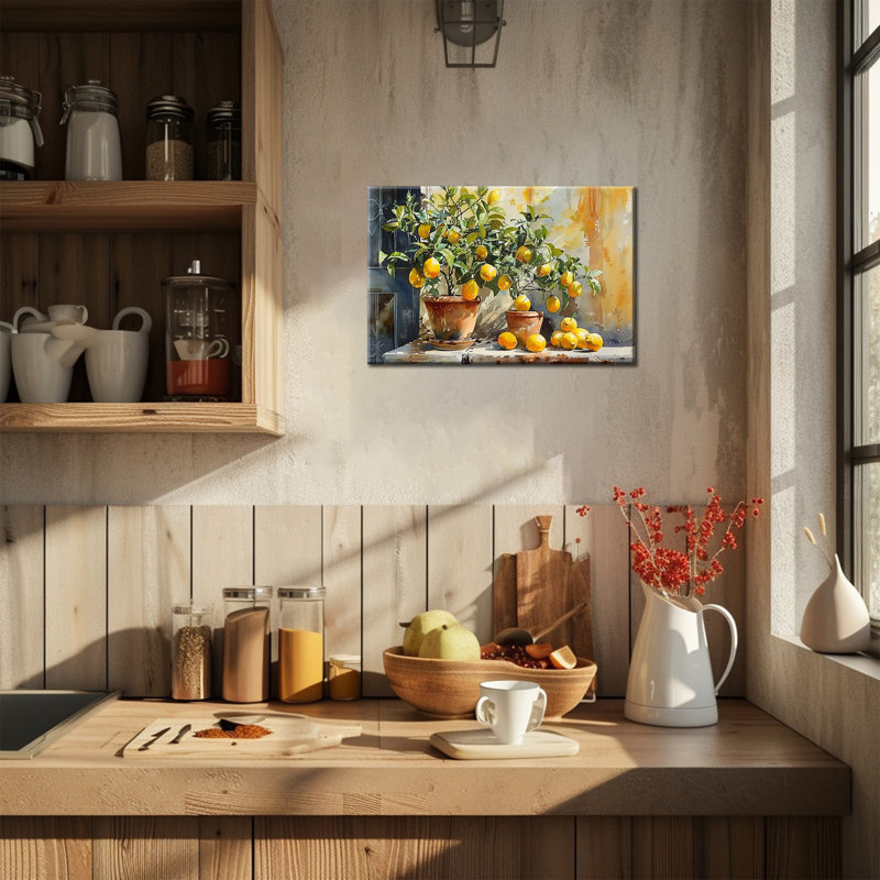  «Lemon Kitchen Artwork», image d'agrumes rustiques et éclatants sur toile de haute qualité, peinture murale encadrée de fruits pour la salle à manger ou les espaces culinaires, 24 po x 36 po