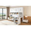 Lit escamotable simple avec placard, tiroirs et bureau