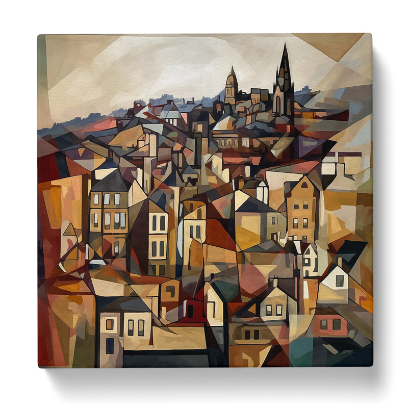 City Of Edinburgh Cubism No.3 - Print, 35cm H x 35cm W x 3cm D