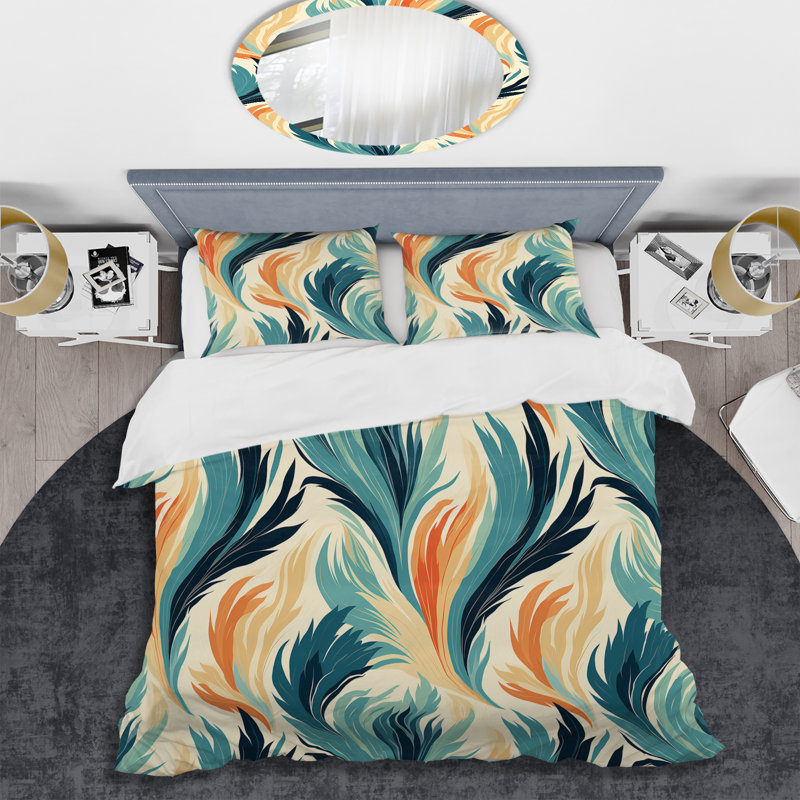 Ensemble de housse de couette Metropolitan Ikat Swirl Oasis, Housse de couette pour très grand lit et 2 très