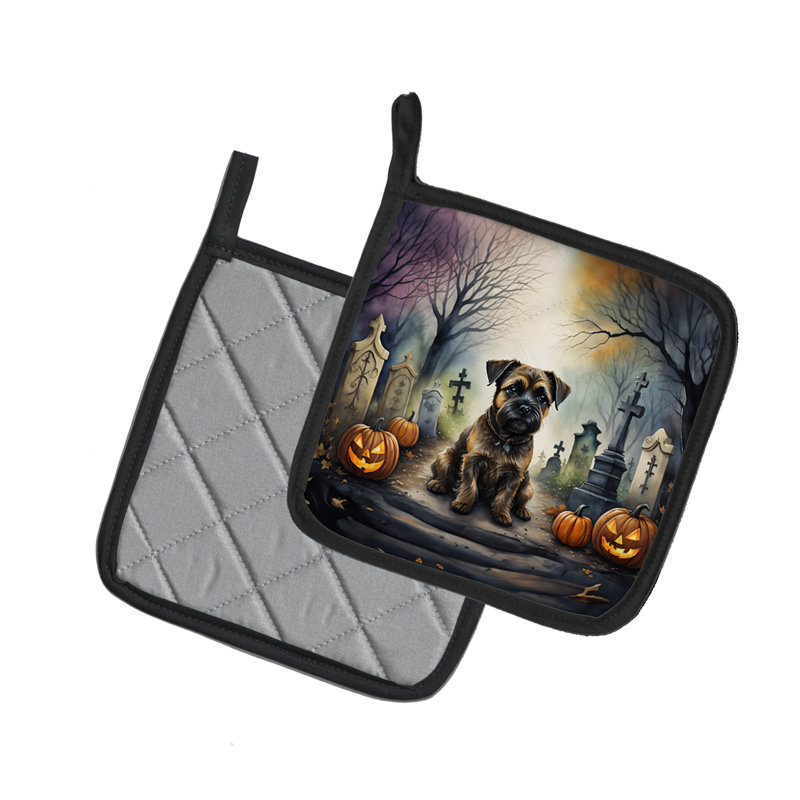 Paire de porte-casseroles Border Terrier Spooky Halloween