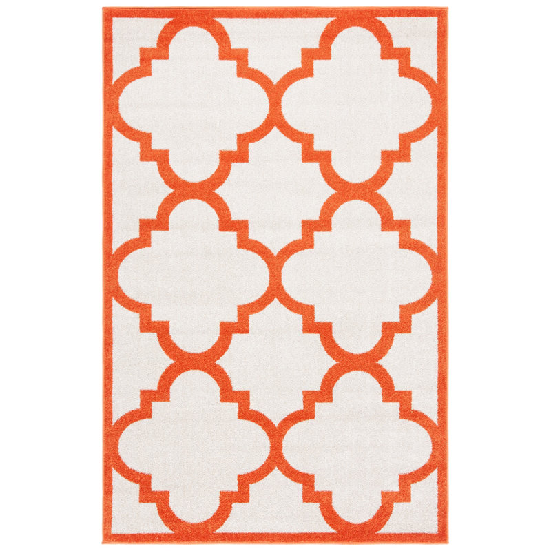 Ammundsen Geometric Beige/Orange Area Rug, Rectangle 6' x 9'